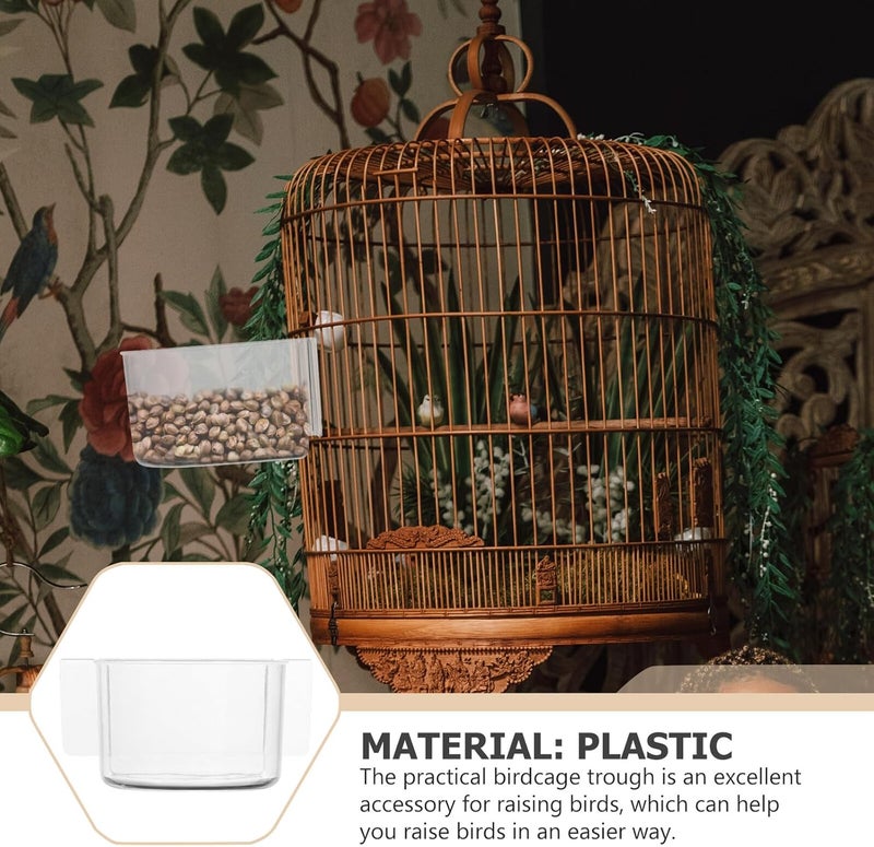 2pcs Bird Cage Food Container with Thickened Semi-Circular Feeding Bowl, Pet Bird Food Box Compatible with Parrots and Pigeons for Cage Feeding Supplies - Image 3