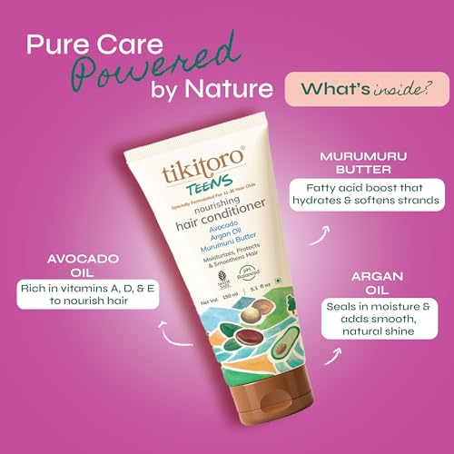Tikitoro Teens Nourishing Hair Conditioner with Avocado, Argan Oil and Murumuru Butter | Lightweight Conditioner | Controls Frizz & Smoothens Hair - (Age: 11+) (150 ml × 1) - Image 4