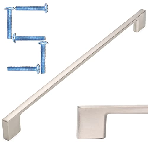 KOOFIZO 5 Pack 11-5/16 Inch Brushed Nickel Kitchen Cabinet Pulls Stain Nickel Cabinet Handles Silver Cabinet Hardware for Kitchen Cabinets Drawer P01 Dresser Cupboard Bedroom Bathroom - Image 1