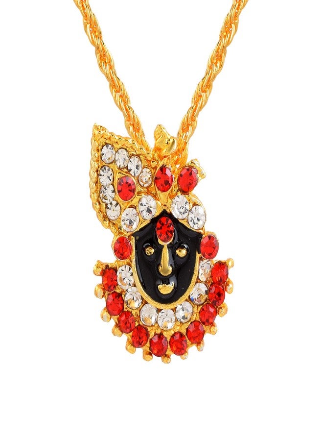 Morir Gold Plated Red and White Stones Studded Shrinathji Bawa Shriji Bava Nathdwara (Sanwariya) Krishna Pendant Locket Spiritual Religious Jewellery for Unisex - Image 1