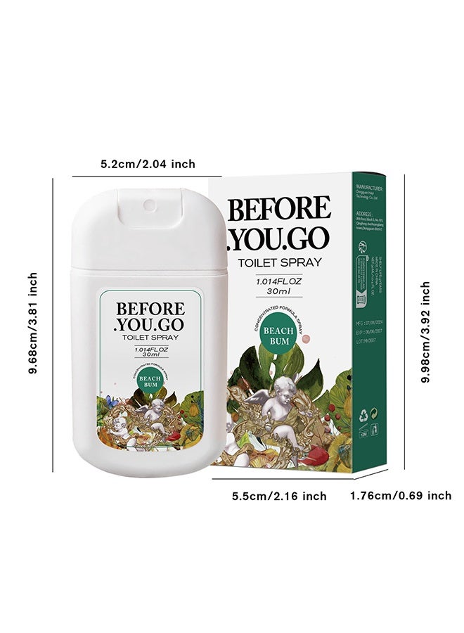 بخاخ الحمام المحمول قبل الانطلاق، مستلزمات السفر، بيتش بام، سعة 1 أوقية سائلة، يصل حتى 50 استخدام، مزيل روائح الحمام أثناء التنقل بزيوت أساسية، حجم معتمد من TSA، برائحة جوز الهند والأوركيد - Image 2