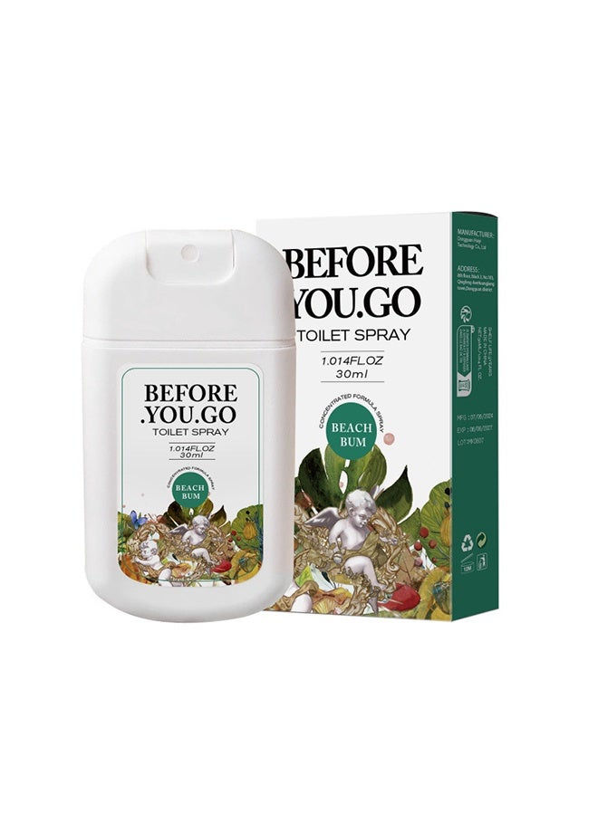 بخاخ الحمام المحمول قبل الانطلاق، مستلزمات السفر، بيتش بام، سعة 1 أوقية سائلة، يصل حتى 50 استخدام، مزيل روائح الحمام أثناء التنقل بزيوت أساسية، حجم معتمد من TSA، برائحة جوز الهند والأوركيد - Image 1