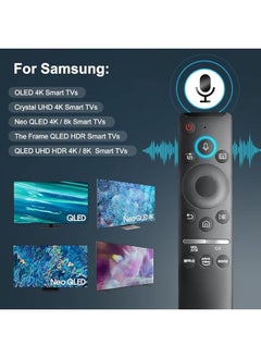 HuHa Voice Remote Compatible for Samsung Smart TV QLED UHD Frame Curved Solar 4K 8K Q60 Q70 Q80 Q90 Series 9 Series TU8000 AU8000 Voice Remote Control Replacement  - Image 2