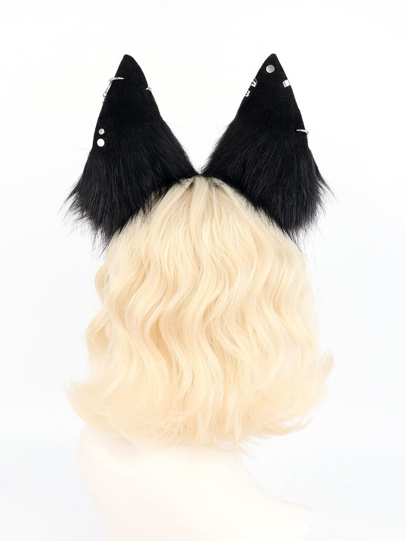 QinRuan Cat Ear HairBand Faux Fur Animal Ears Metal Chain Punk Dark Cosplay Custume Gothic Style Headwear - Image 3
