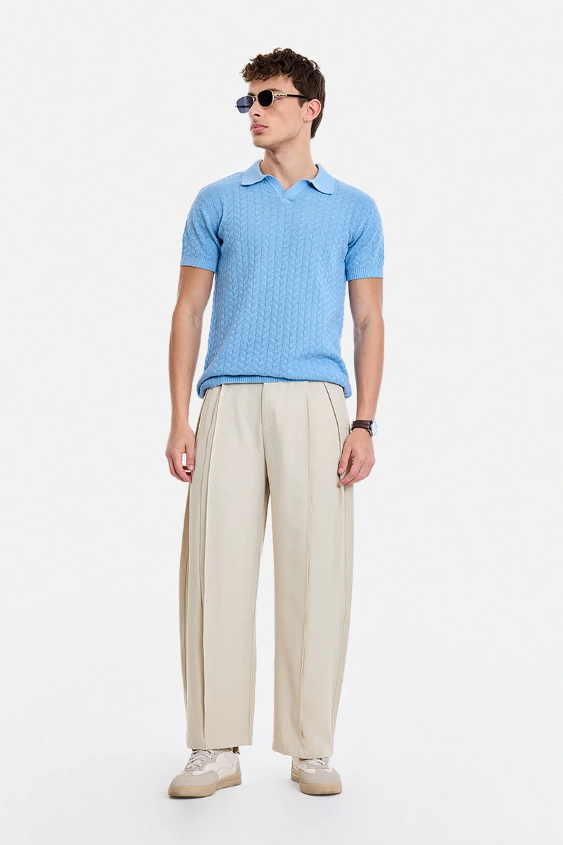 سنيتش Off-White Solid Wide Leg Casual Trousers