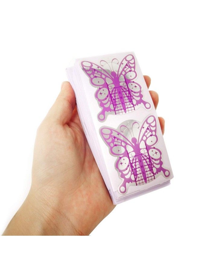 HONBAY 100Pcs Butterflyshaped Acrylic Nailuv Gel Nail Extension Tips Form Guide Stickers - Image 4
