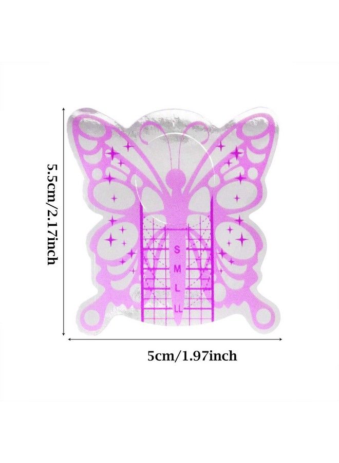 HONBAY 100Pcs Butterflyshaped Acrylic Nailuv Gel Nail Extension Tips Form Guide Stickers - Image 3