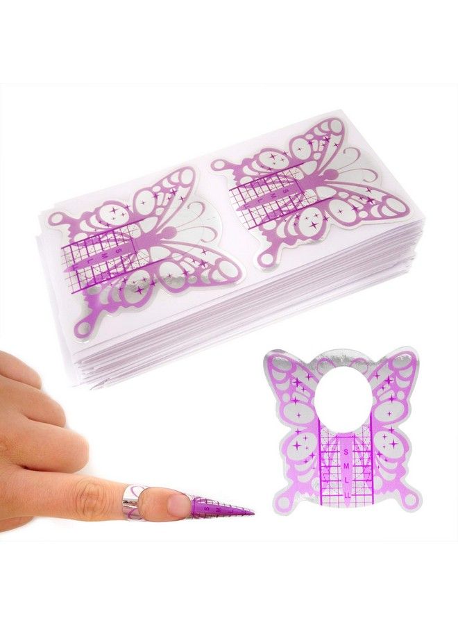 HONBAY 100Pcs Butterflyshaped Acrylic Nailuv Gel Nail Extension Tips Form Guide Stickers - Image 2