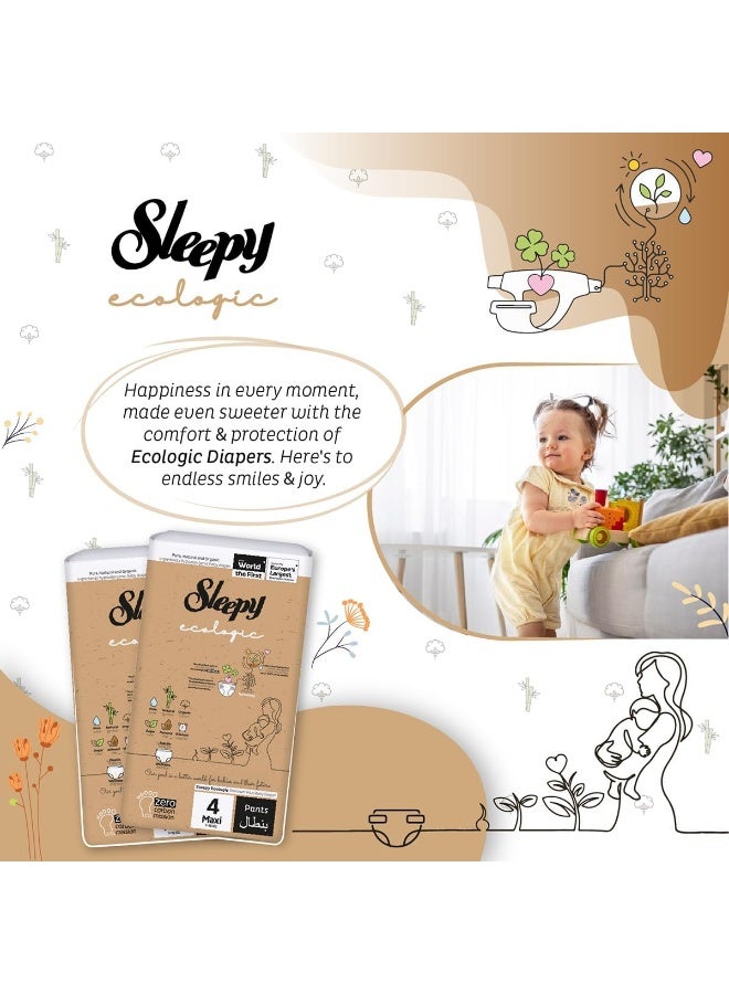 Sleepy عبوة من 96 حفاضات بيئية للأطفال مقاس 4، 2 × 48 قطعة، صديقة للبيئة، مضادة للحساسية، امتصاص فائق، مواد طبيعية بالكامل - Image 2