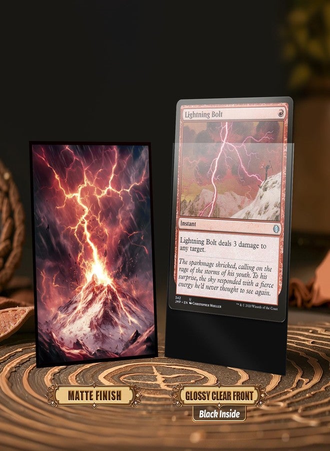 Kiiransr MTG Card Sleeves - Burst Lightning Bolt - Ultra Clear Front & Matte Finish Back, 100 Count Standard Size Matte Art Sleeve for Magic The Gathering, Plastic Collectible Trading Card Holders - Image 3