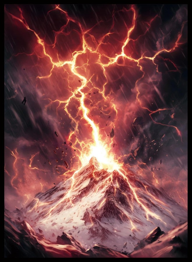 Kiiransr MTG Card Sleeves - Burst Lightning Bolt - Ultra Clear Front & Matte Finish Back, 100 Count Standard Size Matte Art Sleeve for Magic The Gathering, Plastic Collectible Trading Card Holders - Image 1