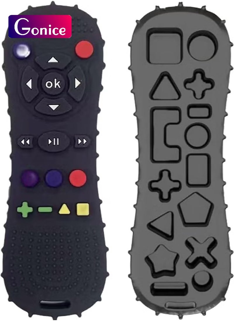 Gonice - Remote teether for Baby, Soft Chew Toys with TV Remote Control Shape, Early Educational Sensory Toy for Babies Teething Relief and Soothe Sore Gum Infant Teether for 3-12 Months Black New Upgrade - Image 1