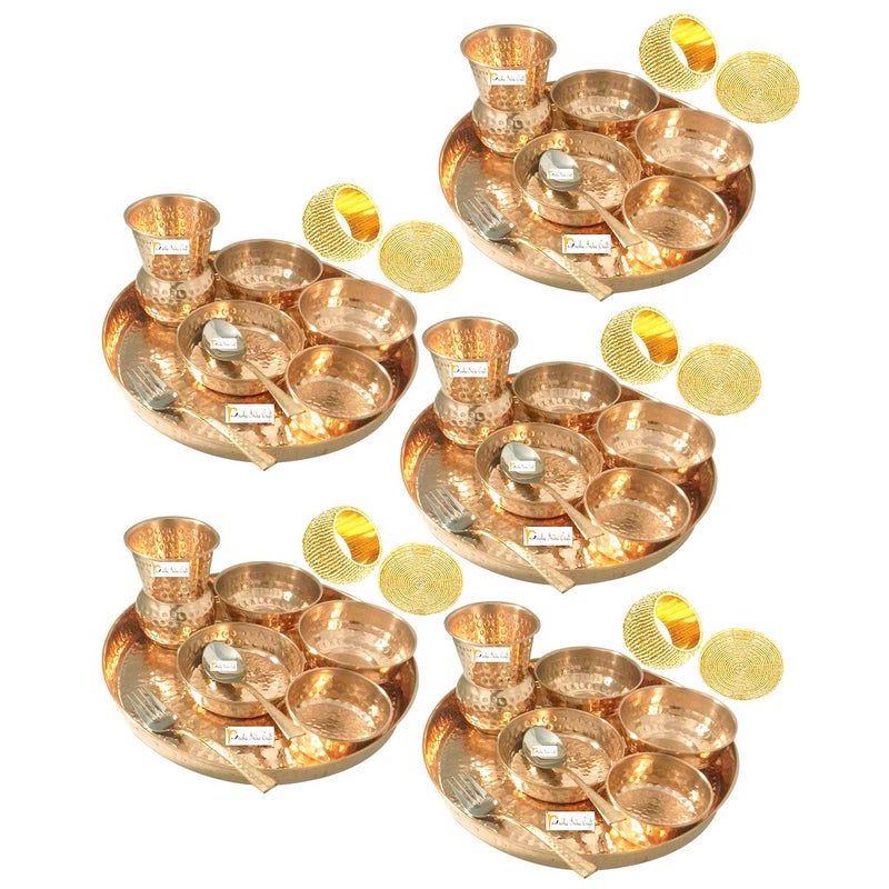 Prisha India Craft Prisha India Craft Copper Dinner Thali Set Set of 50 Brown  - Image 1