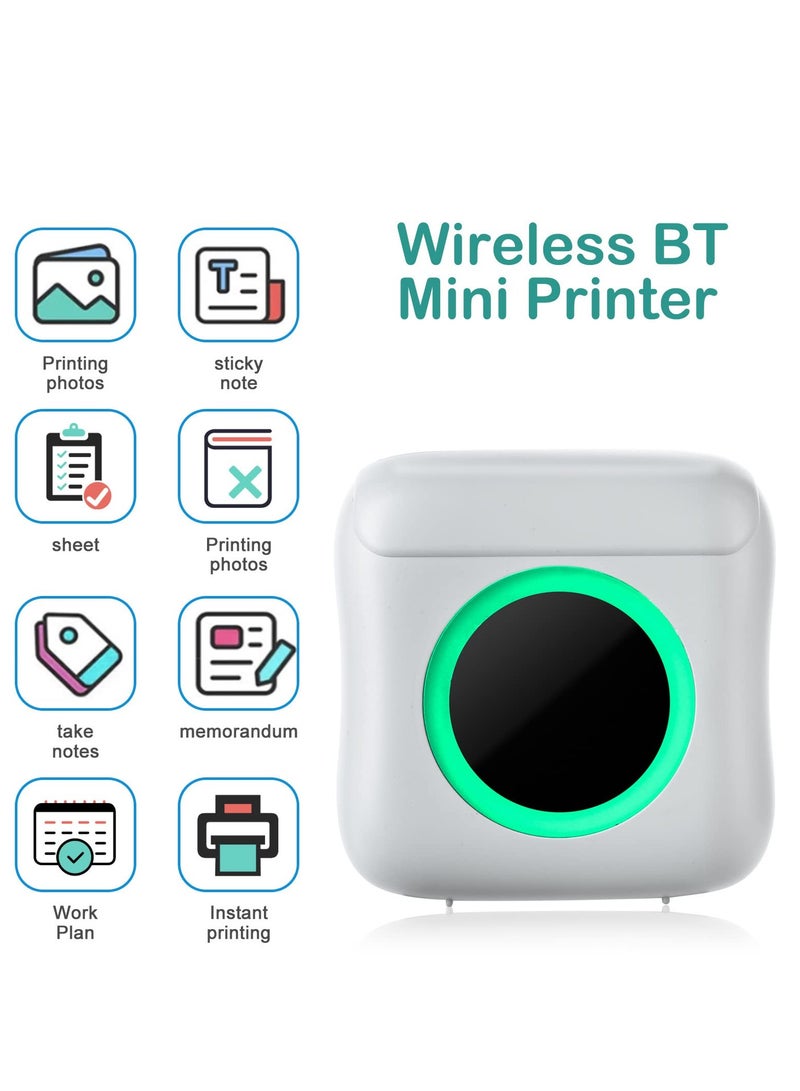 Mini Pocket Printer, Wireless Bluetooth Thermal Printer for iPhone & Android, Portable Inkless Label Printer for Photos Pictures Receipt Memos Notes Work List