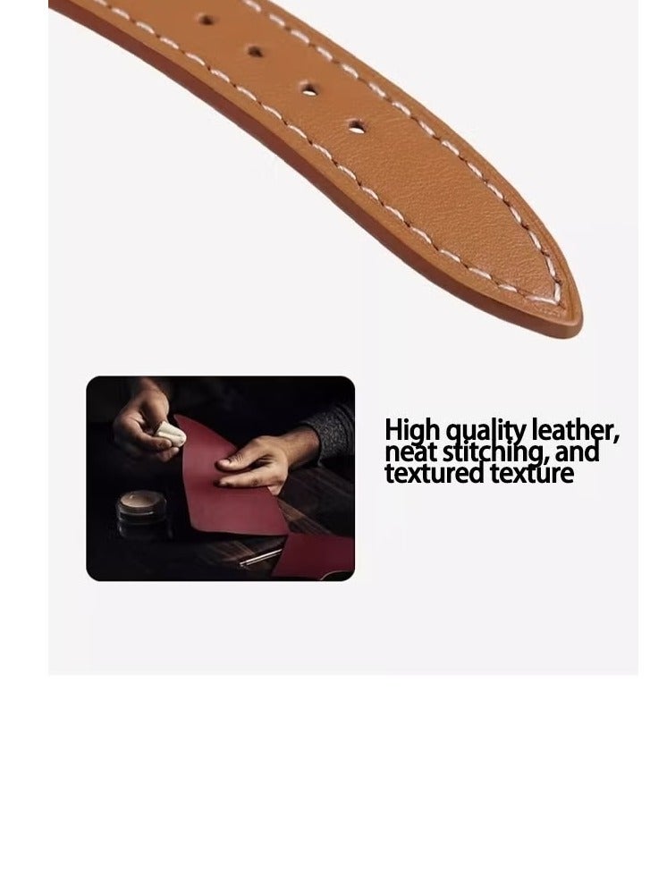 Leather Watch Band Compatible for Apple Watch Series Band 38mm 40mm 41mm  Women  Genuine Leather Double Tour Designed Slim Replacement Strap for iWatch Series10 9 8 7 6 SE  Brown - Image 3