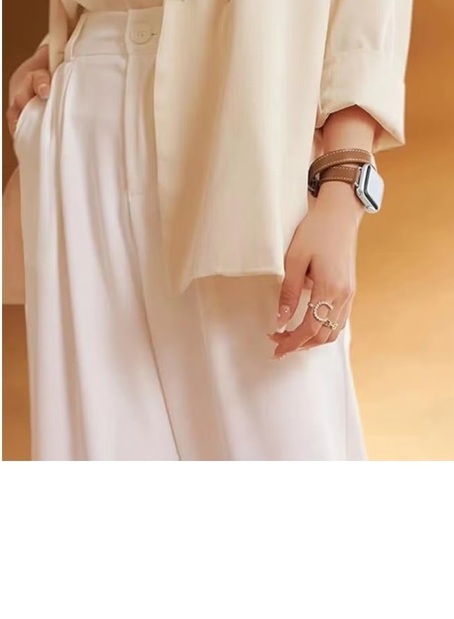 Leather Watch Band Compatible for Apple Watch Series Band 38mm 40mm 41mm  Women  Genuine Leather Double Tour Designed Slim Replacement Strap for iWatch Series10 9 8 7 6 SE  Brown - Image 5