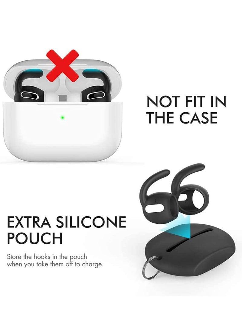 KASTWAVE - 3 Pairs Ear Hooks Covers for AirPod Pro (Added Storage Pouch) Anti-Slip Ear Tips Compatible with Apple AirPod Pro (Black) - Image 1