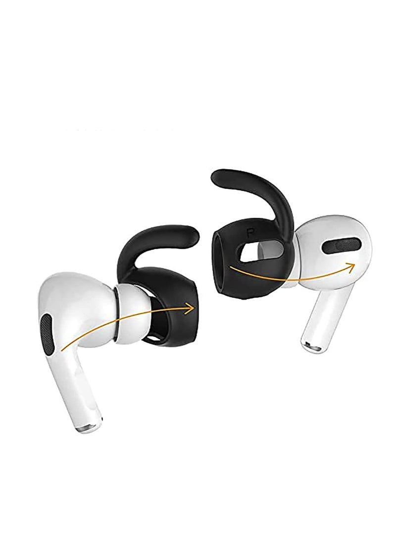 KASTWAVE - 3 Pairs Ear Hooks Covers for AirPod Pro (Added Storage Pouch) Anti-Slip Ear Tips Compatible with Apple AirPod Pro (Black) - Image 1