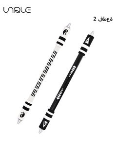 Unique 2 Pieces Finger Spinning Pen, Rolling Pen Game Stunt Pen with Tutorial, Release Stress Training Brain for Kids Adult Students Beginners (Black and White)  - Image 1