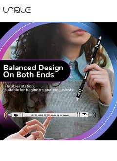 Unique 2 Pieces Finger Spinning Pen, Rolling Pen Game Stunt Pen with Tutorial, Release Stress Training Brain for Kids Adult Students Beginners (Black and White)  - Image 4