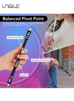 Unique 2 Pieces Finger Spinning Pen, Rolling Pen Game Stunt Pen with Tutorial, Release Stress Training Brain for Kids Adult Students Beginners (Black and White)  - Image 5