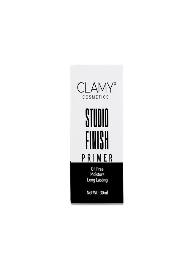Clamy Primer Studio Finish | 3 in 1 Oil Free, Moisturising, Long Lasting 30ml | Minimises Pores | Long-Lasting Base | All Skin Types | - Image 2