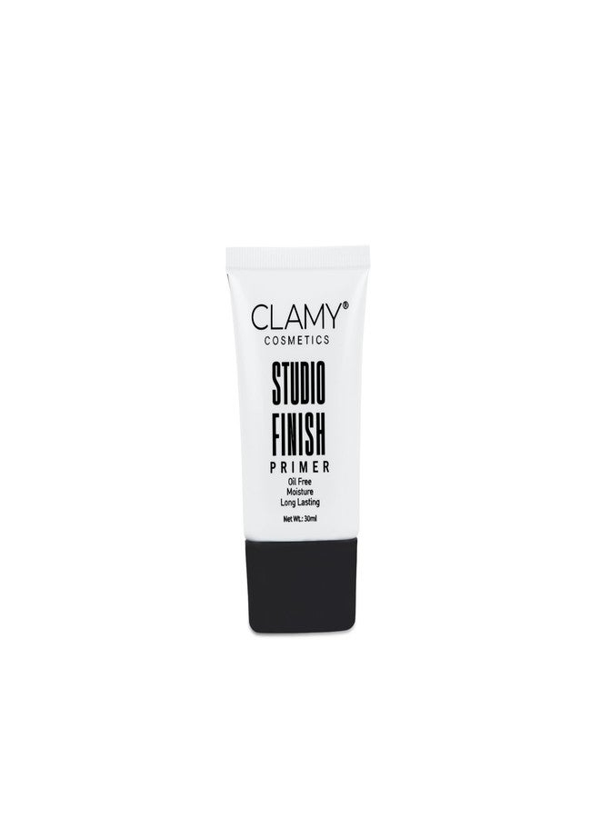 Clamy Primer Studio Finish | 3 in 1 Oil Free, Moisturising, Long Lasting 30ml | Minimises Pores | Long-Lasting Base | All Skin Types | - Image 1