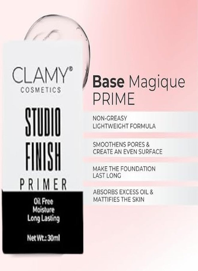 Clamy Primer Studio Finish | 3 in 1 Oil Free, Moisturising, Long Lasting 30ml | Minimises Pores | Long-Lasting Base | All Skin Types | - Image 5