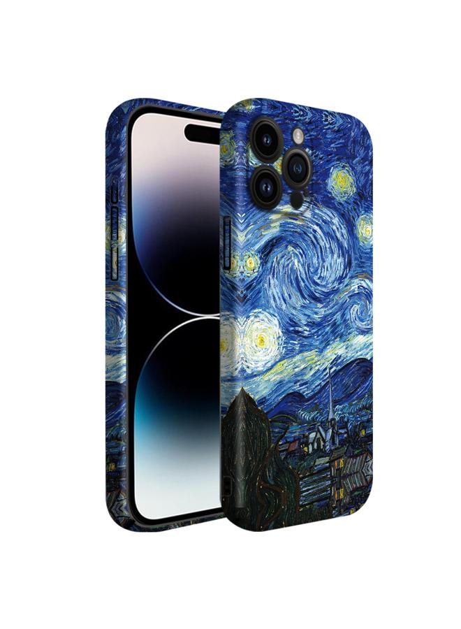 Apple iPhone 15 Pro Art Oil Painting Phone Case - Van Gogh Starry Night - Full Pack Frosted Cool Creative Lens Anti Drop Case  - Image 2