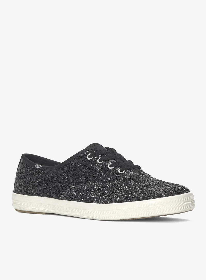 Keds black Keds Women's Champion Lace Up Glitter Textile Casual Sneaker Black for Women | Best Price UAE