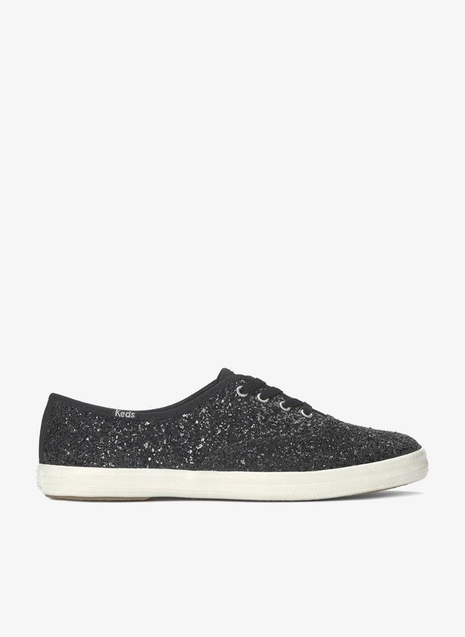Keds Women's Champion Lace Up Glitter Textile Casual Sneaker Black - Image 1