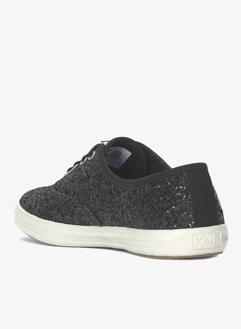 Keds black Keds Women's Champion Lace Up Glitter Textile Casual Sneaker Black for Women | Best Price UAE