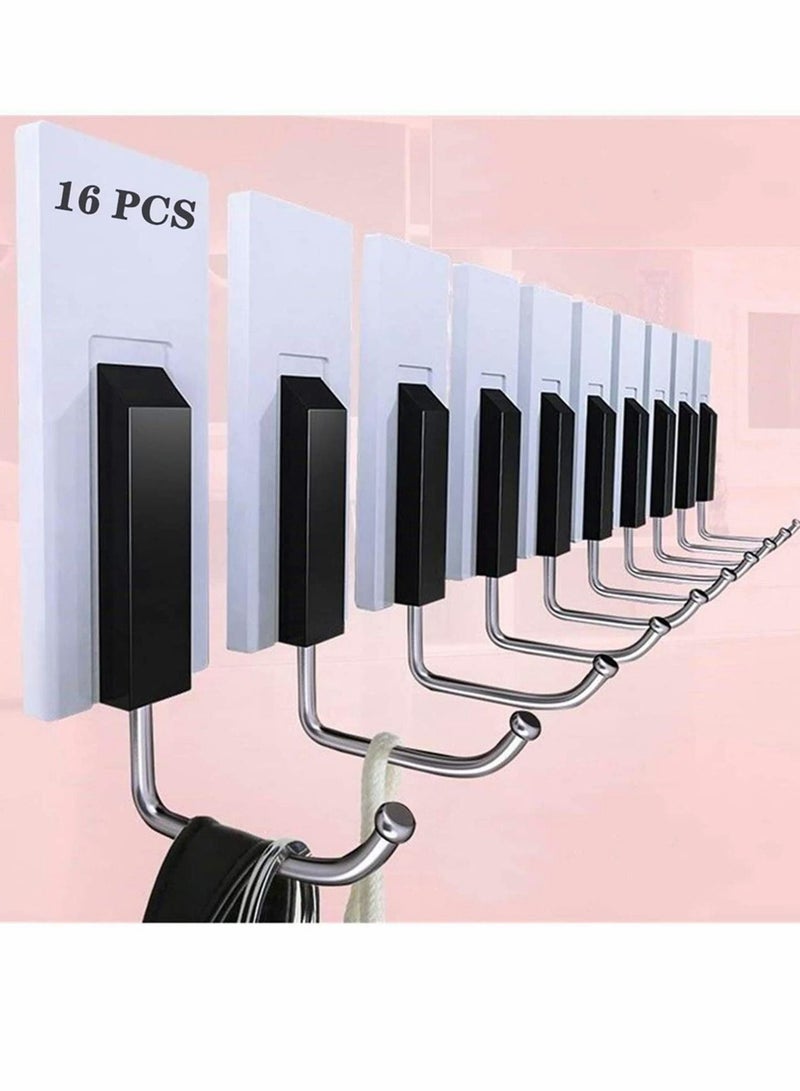 Adhesive Hooks, 16 Packs Holds Up to 6 lbs, Utility Self Wall 304 Stainless Steel Waterproof for Hanging Jackets, Kitchenware, Bathrobes, Bath Towels, Coat, Bag - Image 1