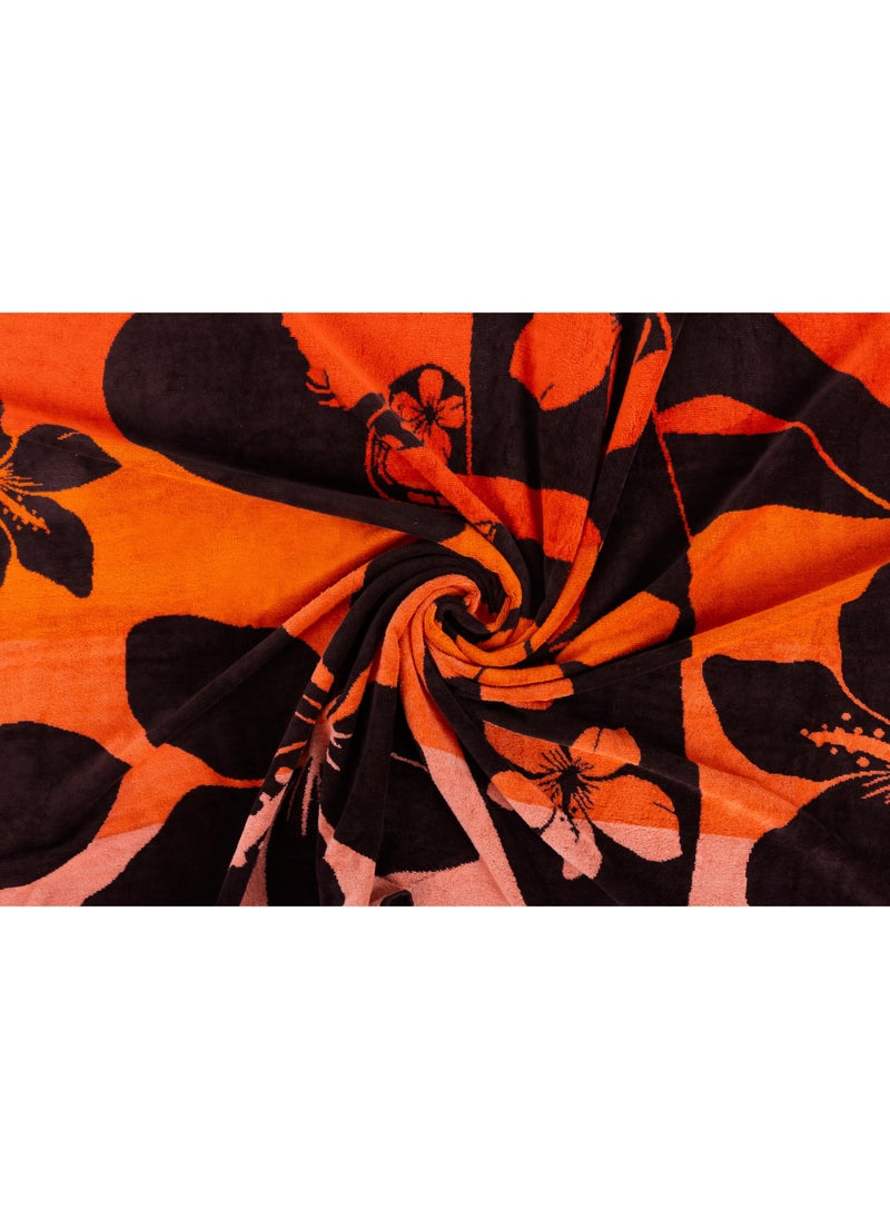 SIGNOOLA Signoola Beach Towel 90 x 170 cm Orange Flowers ,100% cotton  - Image 3