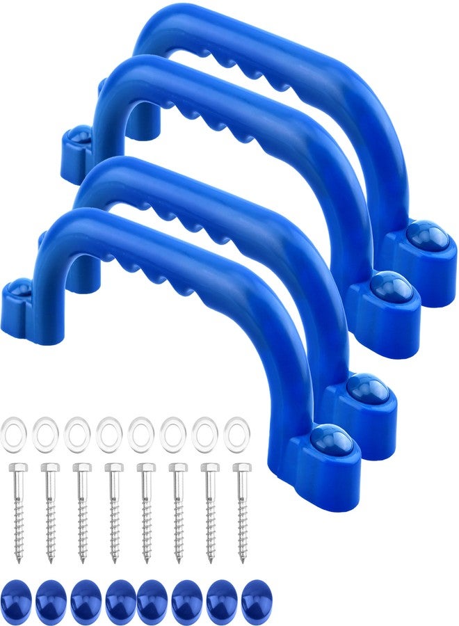 Restroma 4-Piece Kids Playground Safety Handles - Plastic, Blue, Smooth Finish - Grab Handle Bars for Outdoor Playset, Backyard Playhouse, Tree House, Jungle Gym - Image 1