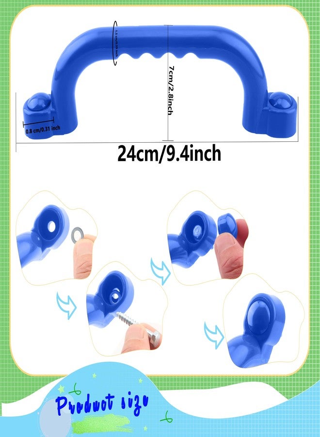 Restroma 4-Piece Kids Playground Safety Handles - Plastic, Blue, Smooth Finish - Grab Handle Bars for Outdoor Playset, Backyard Playhouse, Tree House, Jungle Gym - Image 2