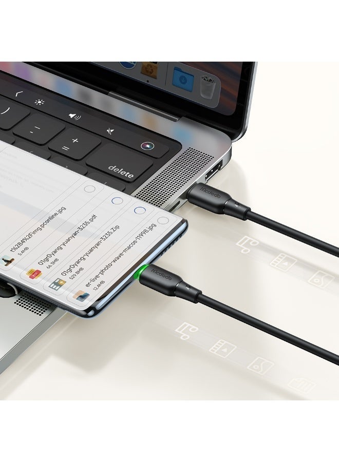 Mcdodo Charging Cable With LED Light - CA-4771 ALPHA SERIES 65W TYPE-C TO TYPE-C 1.2M - BLACK - Image 3