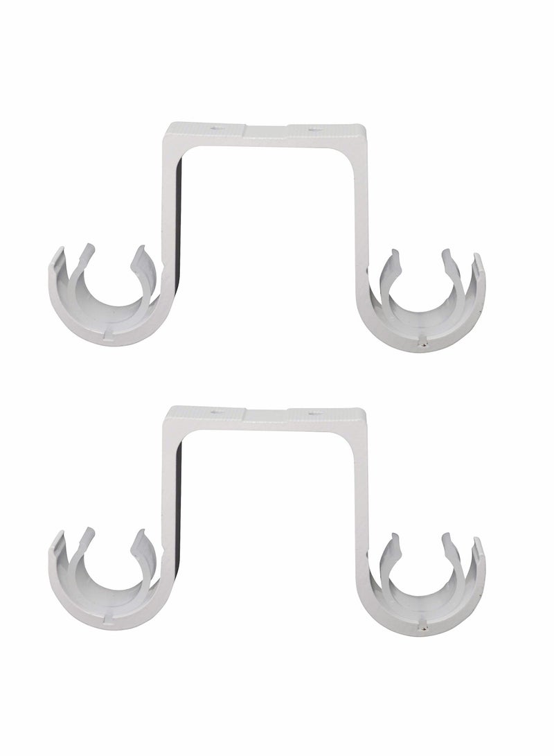 2 Pcs Heavy Duty Double Curtain Rod Ceiling Brackets - Versatile Metal Holders for Bothway Curtain Styles, Ideal for Home Decor and Multiple Applications.  - Image 1