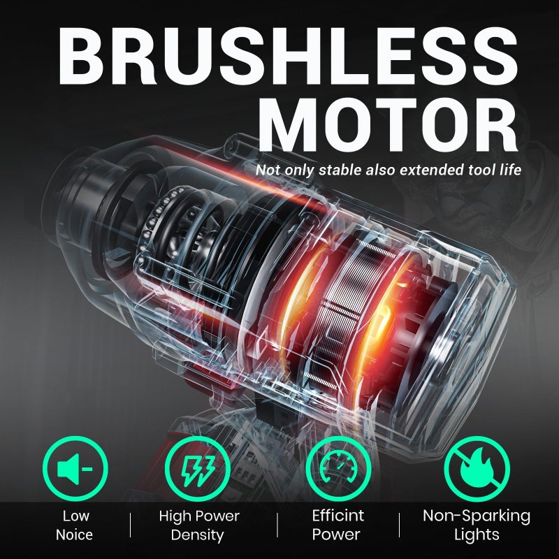 DCA 20V Brushless Impact Wrench with 4.0Ah Battery, 1/2 Inch Hog Ring Cordless Impact Gun, 235 Ft-lbs High Torque, 4-Mode Power Wrench for Automotive and DIY - Image 2