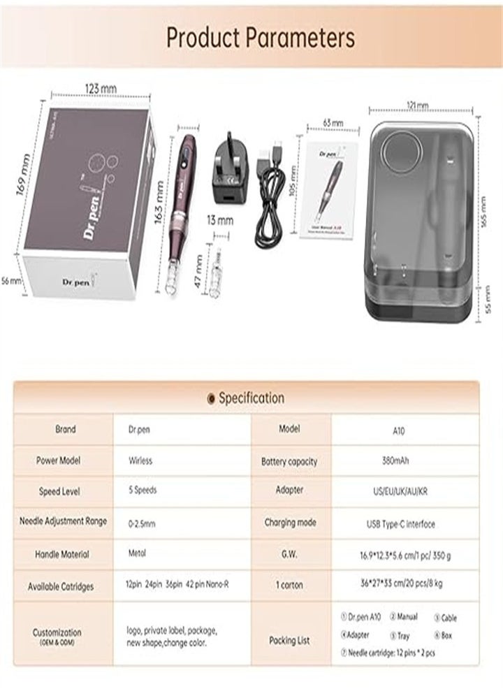 Dr.pen - Dr.pen Ultima A10 Microneedling Pen - Professional Cordless Adjustable Microneedling Pen for Face, Body and Hair Growth with 22 Cartridges - Easy to Use, Best Gift for Women - Image 1