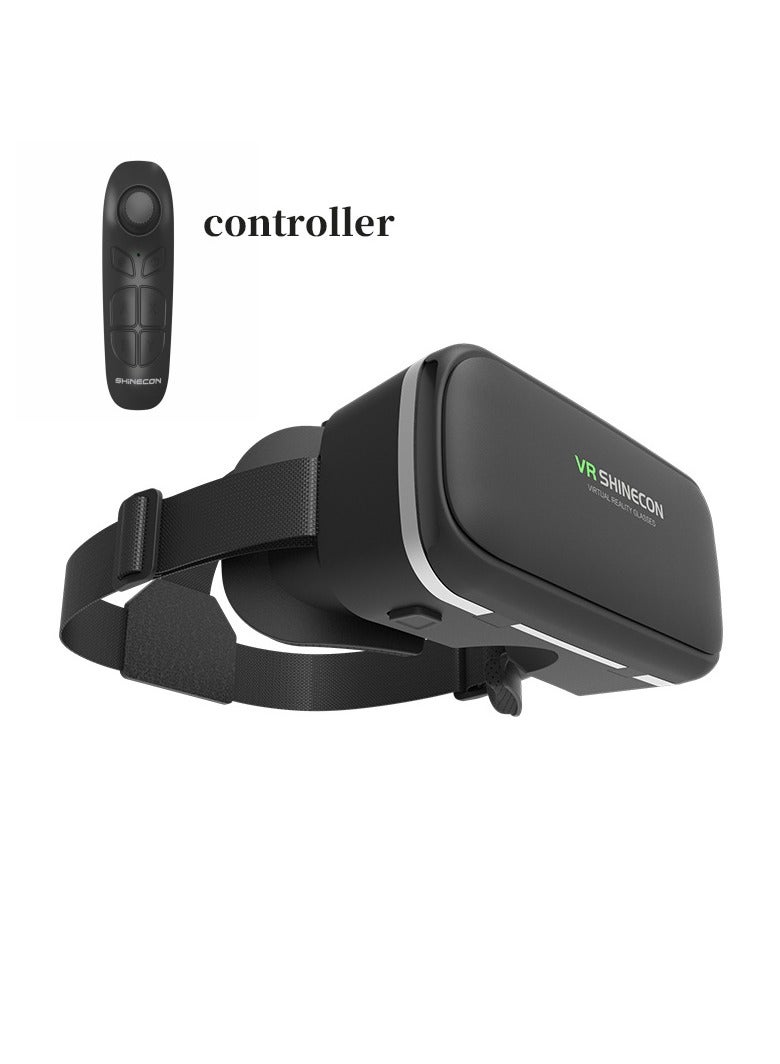 VR SHINECON HD Virtual Reality Headset w/Controller/Gamepad,VR Headsets for iPhone/Android,3D VR Glasses for TV, Movies & Video Games-VR Goggles Compatible with iOS, Android Phones - Image 2