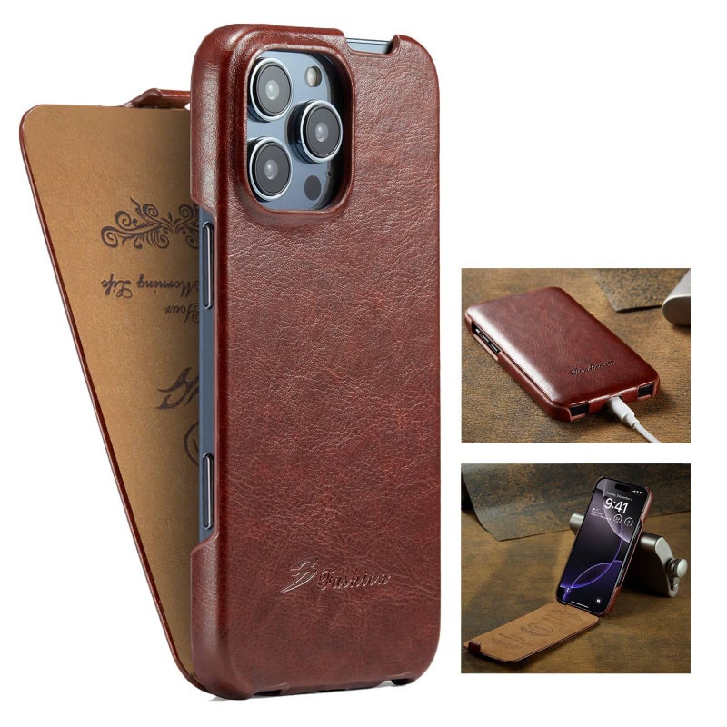 Protective Case | Brown Leather Texture | Shockproof Cover for iPhone 16 / 16 Plus / 16 Pro / 16 Pro Max - Image 2