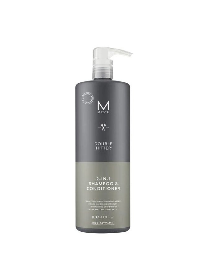 Mitch MITCH by Paul Mitchell Double Hitter 2-in-1 Shampoo and Conditioner for Men, For All Hair Types, 33.8 fl. oz.  - Image 1
