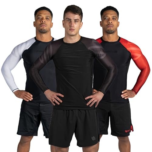 Sanabul Essential Long Sleeve Compression Training Rash Guard for MMA BJJ Wrestling Grappling and No Gi Jiu Jitsu Rashguard - All Black, Medium - Image 1