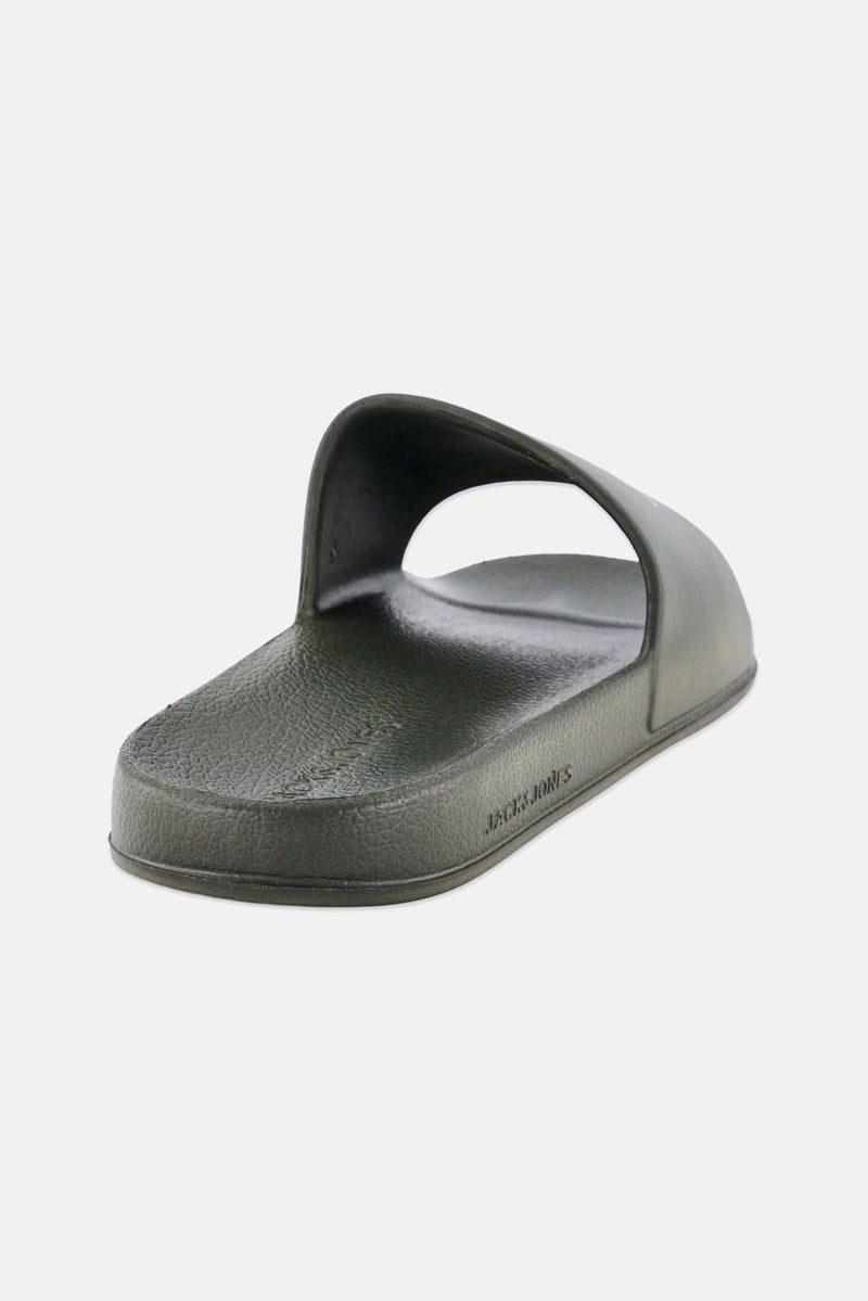 JACK & JONES Men Brand Logo Slip On Slides, Olive - Image 2