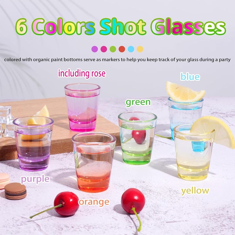 ZZYFGH 6 Pack Shot Glasses Set,1.5 oz Colorful Shot Glass with Heavy Base,Shot Glass for Vodka, Whiskey, Tequila, Espressos, Spirits & Liquors - Image 3