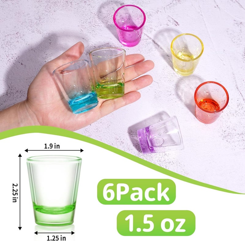 ZZYFGH 6 Pack Shot Glasses Set,1.5 oz Colorful Shot Glass with Heavy Base,Shot Glass for Vodka, Whiskey, Tequila, Espressos, Spirits & Liquors - Image 2