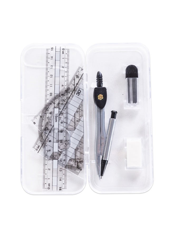 Eazy Kids Eazy Kids 7-Piece Geometry Set in Clear Plastic Case – Ruler, Protractor, Compass, Eraser - Image 2