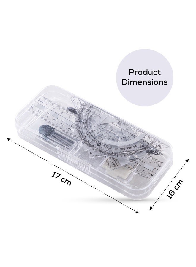 Eazy Kids Eazy Kids 7-Piece Geometry Set in Clear Plastic Case – Ruler, Protractor, Compass, Eraser - Image 5