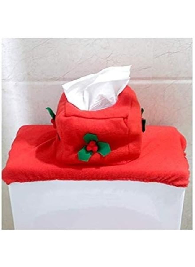 NAKXUS Christmas toilet seat cover Santa Toilet Seat Cover and Rug Set Red Christmas Decorations Bathroom Set of 3 Santa Claus - Image 2